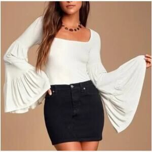 Free People Babetown Tiered Flare Sleeve Top White Witch Witchy Boho Hippie